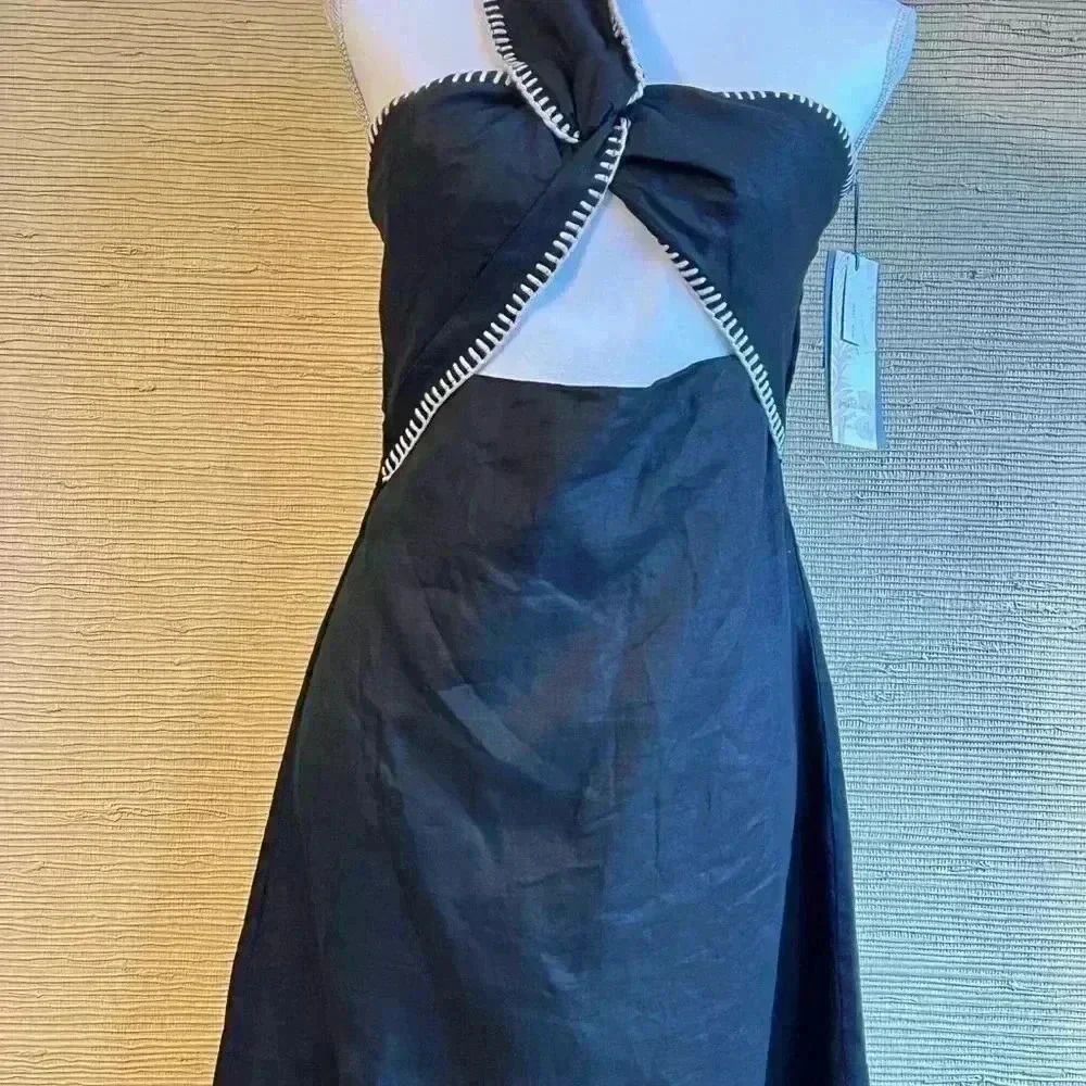 NWT! Johanna Ortiz + Pinkfilosofy Linen Tie-Back Macarena Maxi Dress - Picture 3 of 11
